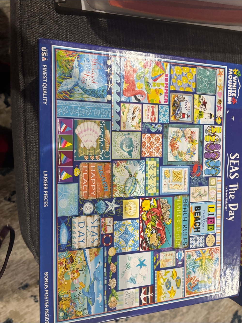 White Mountain Seas The Day Jigsaw Puzzle - Blue, Yellow, Green